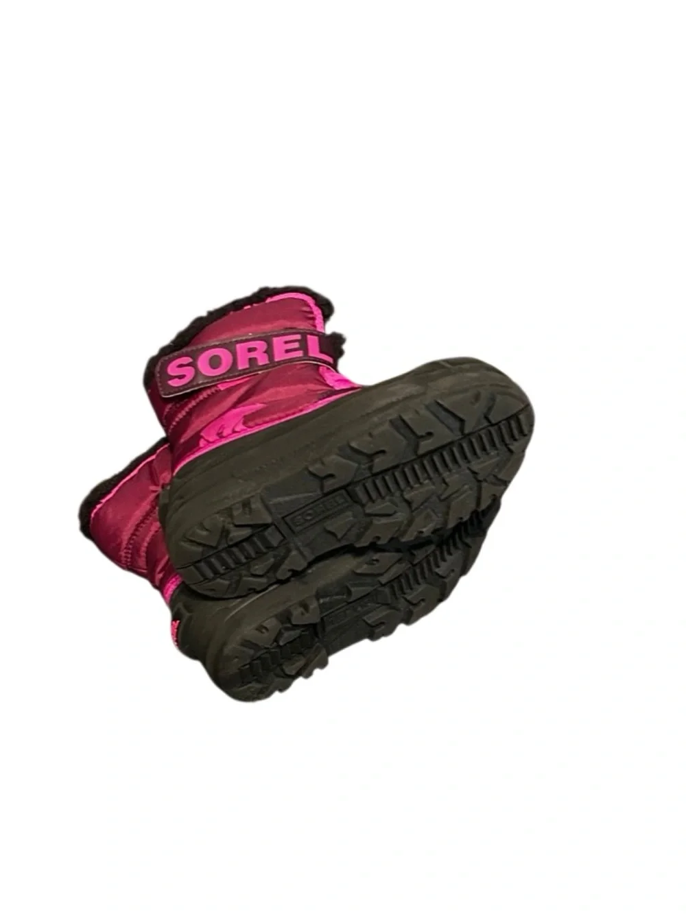 Sorel Snow Commander Kids' Winter Boots Fuchsia Black Fleece Sherpa Lining 13